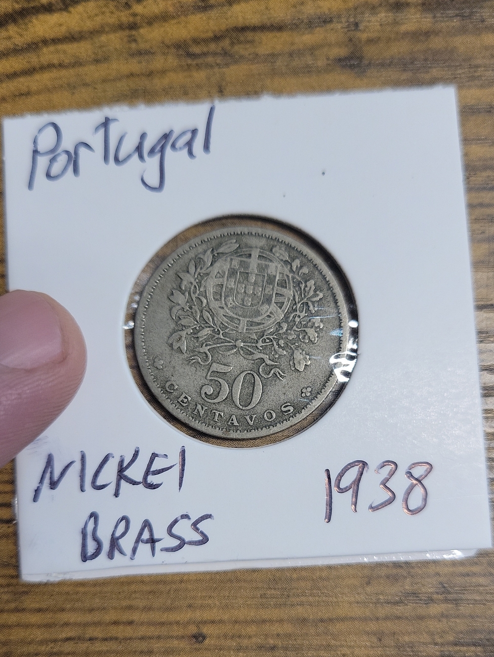 Vintage 1938 Brass 50 Centavos Coin - Portugal